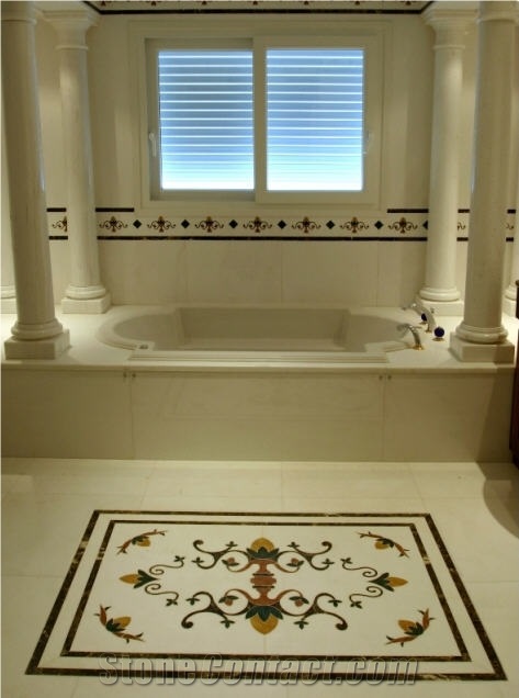 Marble Bath Design, Blanco Veteado Rio Macael White Marble