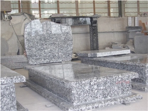 Spray White Grey Granite Monuments