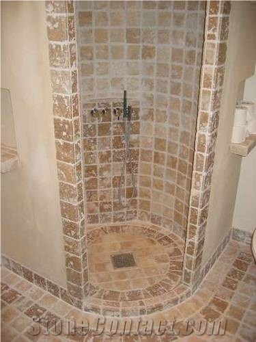 Antiquated Travertine Mosaic Shower Tray