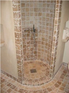 Antiquated Travertine Mosaic Shower Tray