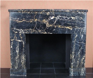 Nero Portoro Marble Fireplace Mantel