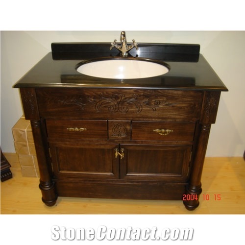 USA Style Oak Cabinet Vanity with Marble Top