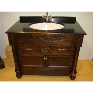 USA Style Oak Cabinet Vanity with Marble Top