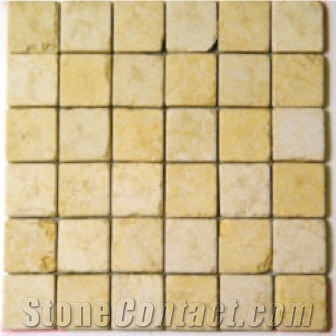 Sunny Yellow Marble Tumbled Mosaic