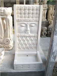 White Marble Sculptured Wall Fountain