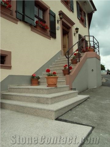Stairs in Rosa Porrino, Flamed