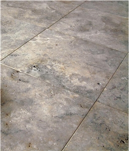 Afyon Silver Travertine Floor Tiles, Turkey Grey Travertine walling tiles, slabs