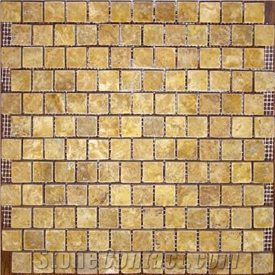 yellow Travertine Mosaic 2,3cm X 2,3cm