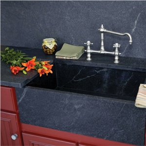 Blue Soapstone Counter and Basin