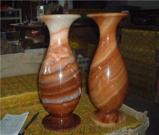 Red Onyx Flower Vase