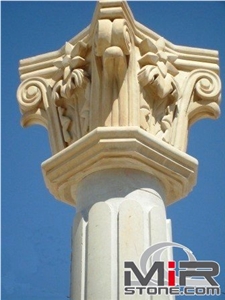 Beige Marble Carved Column Capital,Column Top