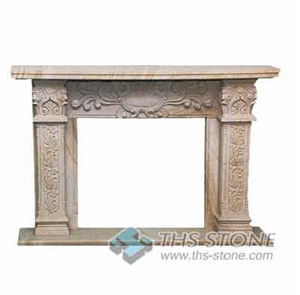 Beige Marble Fireplace Mantel