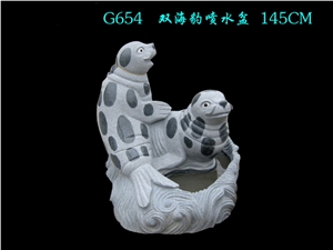 G654 Granite Dolphin Carving Sculptured Fountain