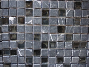 Black Marble Mixed Crystal Glass Mosaic