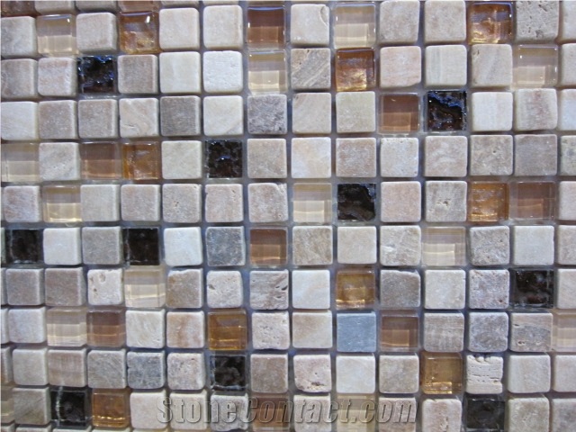 Natural Stone with Glass Mixed Mosaic