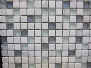 White Marble Mixed Glass Mosaic