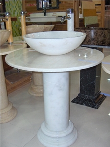 White Marble Pedestal Basin