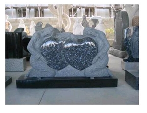 Blue Pearl Granite Heart Tombstone,Angel Monument