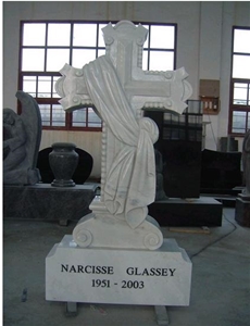 White Marble Cross Monument&Tombstone