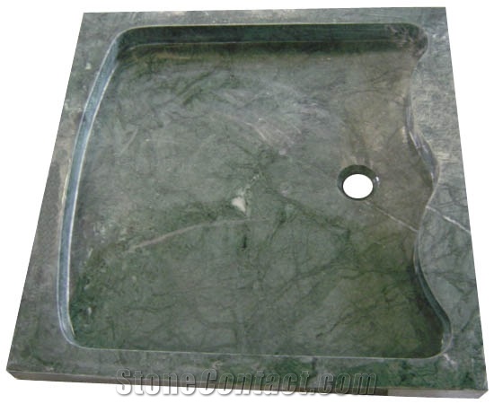 Shower Tray in Green Marble
