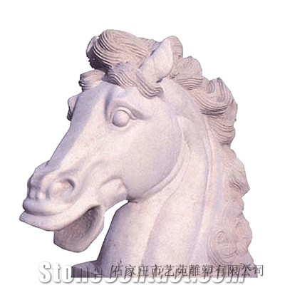 White Granite Horse Head Statue