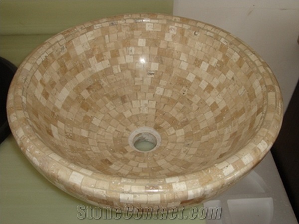 Beige Marble Mosaic Bowl