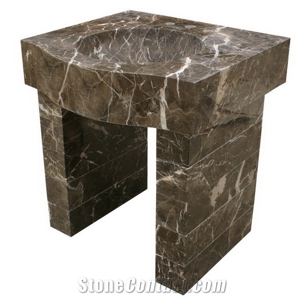 Emperador Marble Pedestal Sink From China Stonecontact Com Emperador Marble Pedestal Sink
