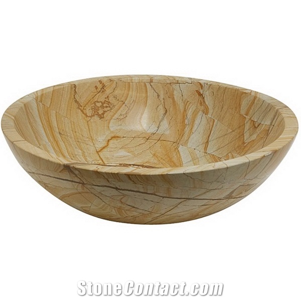 Teak Wood Marble Sink Bowl