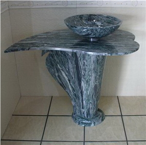 Wave Green Marble Pedestal Sink