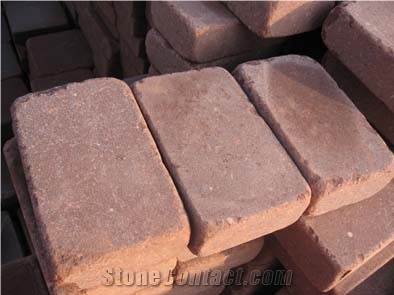 China Red Sandstone Cobble Stone