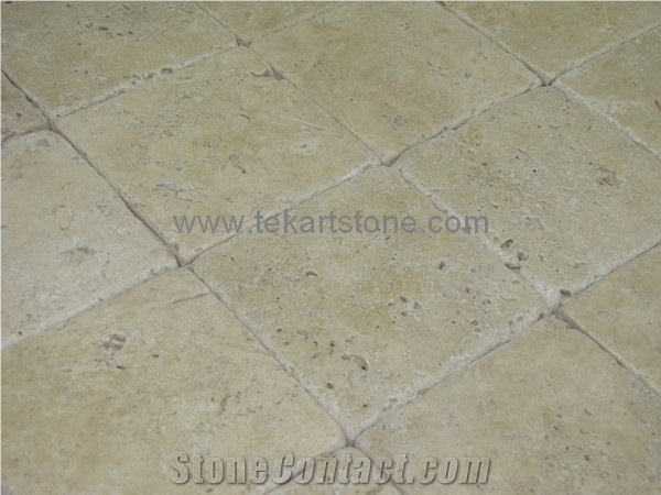 Ivory Travertine Tumbled Floor Tile