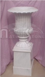 White Marble Planter with Base, Marble Planter