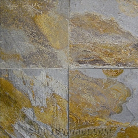 China Gold Slate Slabs & Tiles, China Yellow Slate