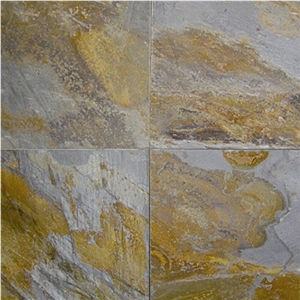 China Gold Slate Slabs & Tiles, China Yellow Slate