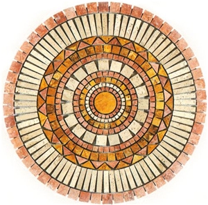 Travertine Mosaic Medallions Tabletops