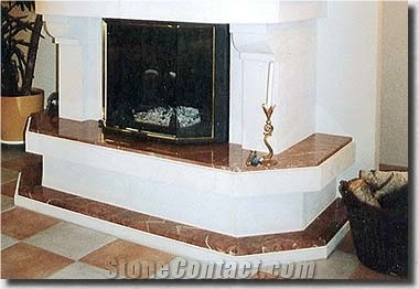 Red Marble Indoor Fireplace Surround