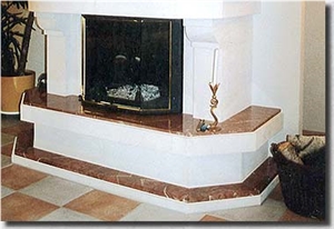 Red Marble Indoor Fireplace Surround