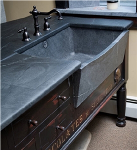 Blue Soapstone Kitchen Countertop with Sinks