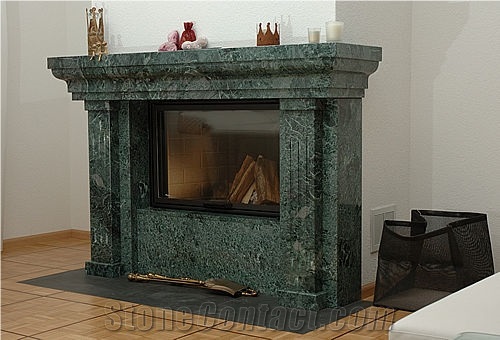 Fireplace in Verde Guatemala Marble