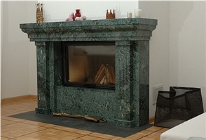 Fireplace in Verde Guatemala Marble