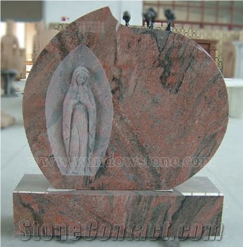 Multicolor Red Granite Mary Carving Monuments