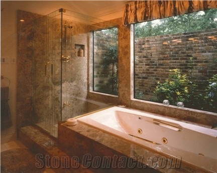 Bathroom Surfaces, Brown Marble Bath Design