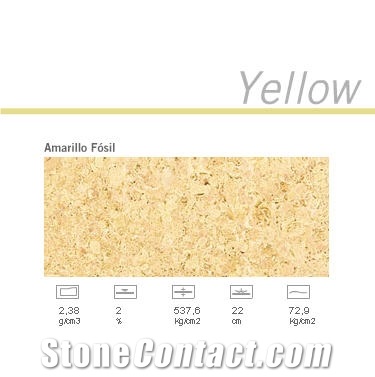 Amarillo Fossil Limestone Slabs & Tiles, Spain Yellow Limestone
