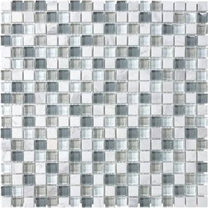 Karahalli White Marble Mosaic Mix Glass Mosaic