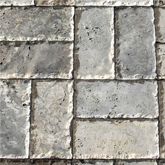 Silver Travertine Afyon Chieseled Edge