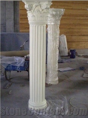 Beige Marble Roman Sculptured Column, Beige Marble Sculptured Columns