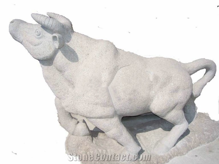 China Grey Granite Carved Bull/Animal Garden Landscape Sculptures