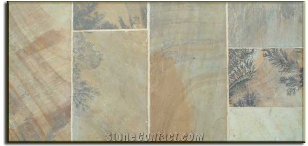 Fossil Mint Sandstone Tiles, Beige Sandstone India Tiles & Slabs