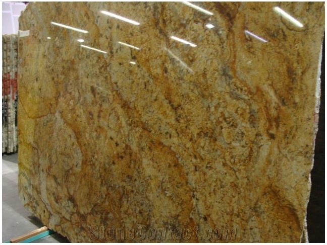 Golden Rustic Granite Slab, Brazil Yellow Granite