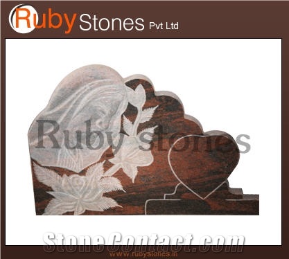 Ruby Red Granite Tombstone
